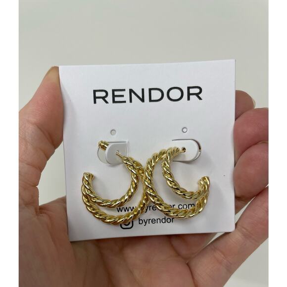 Curateur Rachel Zoe Rendor Yellow Gold-plated Double Hoop Victoria Earring - Picture 1 of 3